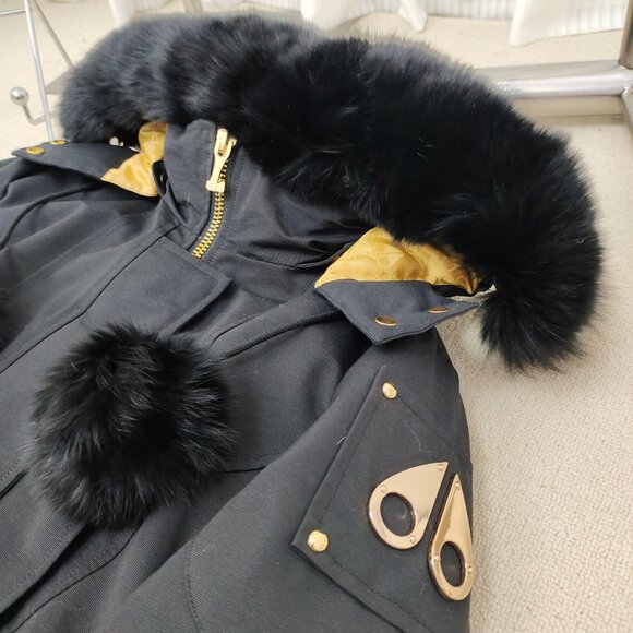 Moose Knucles Black w/ Gold Accents Hooded Parka NWT - Picture 4 of 9